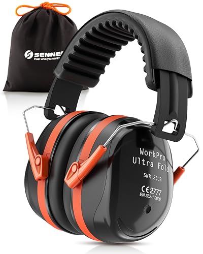 Senner ® WorkPro Ultra | Cuffie Antirumore per Lavoro e Tempo Libero – Paraorecchie di Sicurezza Regolabili, Cancellazione del Rumore, SNR 33-34 dB, Protettori Auricolari CE, Unisex