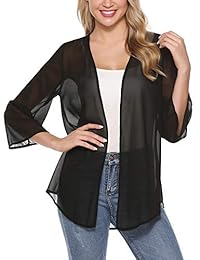 iClosam - Kimono de manga corta para mujer, ligero, de gasa