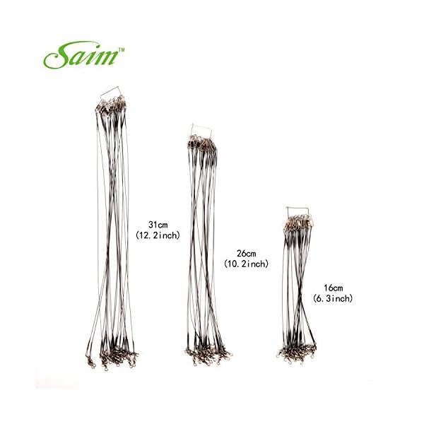 Saim-72-Pcs-Fishing-Leader-line-Wire-Soft-Plastic-Coated-Stainless-Steel-Wires-With-8Shape-Ring-and-Connector-Black