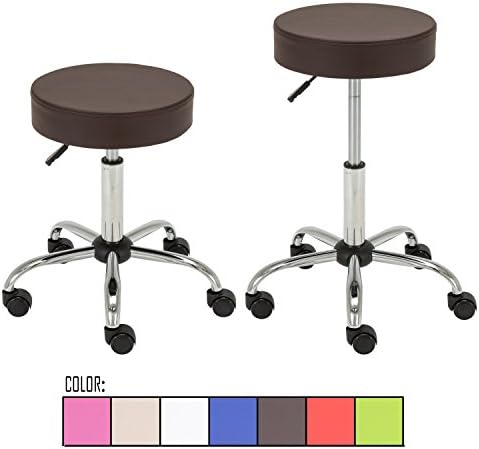 FLOURISH OFFICE Contemporary Adjustable Synthetic Leather Swivel Kitchen Drafting Club Bar Stool Caressoft Medical Stool Sets of 2 (Brown)