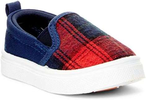 Oomphies Rascal Boys Slip-On Sneaker (Little Kid &amp; Big Kid) (9 M US Toddler, Navy/Red Plaid)