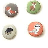 12 pcs set woodland animals theme pinback DIAMETER 1.5" or 2.25" buttons for birthday party favors collectible flair pin