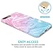 JAHOLAN Pink Blue Marble Design Clear Bumper TPU Soft Rubber Silicone Cover Phone Case Compatible with iPhone 7 Plus/iPhone 8 Plus