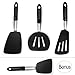 KaraMona Extra Large Silicone Turner Spatula Set of 4: X Large Slotted Turner Spatula / Fish Flipper, X Large Slotted Wide Spatula / Pancake Flipper, X Large Spatula / Egg Flipper, Regular Spatula