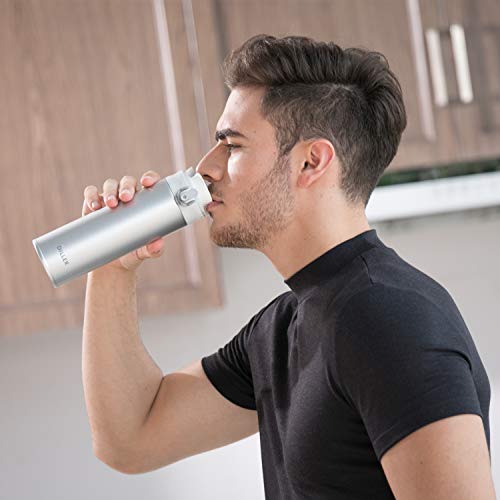 DILLER Vacuum Insulated Water Bottle,Stainless Steel Thermos Coffee Travel Mug BPA-Free Thermos Flask ,Keeps Cold 24H, Hot 12H,17 oz (blue)
