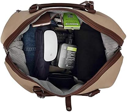Travel Bag with PU Leather is not Easy to Tear and Break, Suitable for Business Trip, Tourism, Camping and Outdoor Activities (Beige-Pu) 8 Travel Bag with PU Leather is not Easy to Tear and Break, Suitable for Business Trip, Tourism, Camping and Outdoor Activities (Beige-Pu)