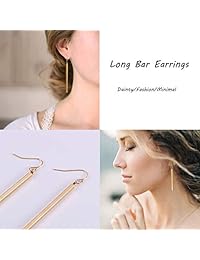 Pendientes de barra de círculos mínimos largos chapados en oro de 18 quilates, joyería geométrica para mujeres y niñas, latón chapado en oro, E004-B