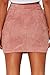 Meyeeka Woman Sexy Criss Cross Tight Bodycon Faux Suede Stretch Split Mini Skirt Pink