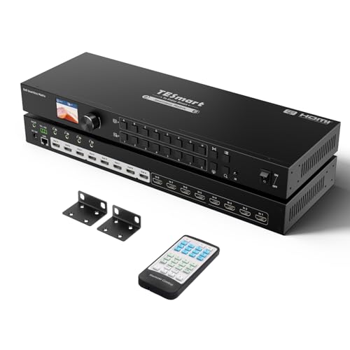 TESmart 8x8 HDMI Matrix (8 in 8 out): 1080p@60Hz, Seamless Switching(100ms), Quad-View, 4 Independent Audio. IR Control/Panel/LAN/RS232 LCD Display For Broadcast/Pro AV