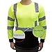 Class 3 Hi-Viz Long Sleeve Black Bottom Safety T-Shirts with Reflective Tapes(Lm, L)