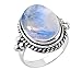 8.90ctw,Genuine Rainbow Moonstone 12x16mm Oval & .925 Silver Plated Handmade Ring (Size-12.5)