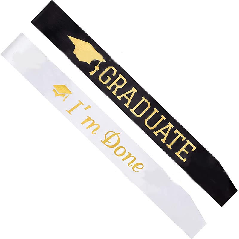 Losuya 2pcs Graduate I'm Done Graduation Sash Graduate Sashes Graduated Party Decoration Supplies