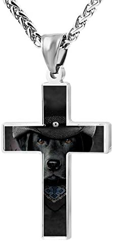 Patriotic Cross Cowboy Lab Dog Religious Lord's Prayer Jewelry Pendant Necklace
