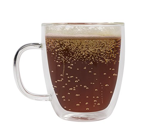 Sage double wall large glass mug - insulated coffee cup…