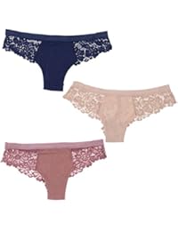 Intimates Lacey Cheeky Women's Bikini Panties (3 PR) Navy, Mauve, Pink
