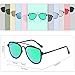SOJOS Fashion Aviator Unisex Sunglasses Flat Mirrored Lens Double Bridge SJ1051 with Matte Black Frame/Green Mirrored Lens
