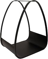 Charles Bentley Log Holder Black Matte Iron Larch Fireplace Wood Storage 6KG view 6