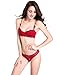 Bluewhalebaby Women's Underwire Demi Half Cup Bras Set Lace Lingerie Bra & Panty Red 2 34B