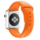 Chumei Sporty Band Compatible with Apple Watch, Soft Silicone Replacement Wristband Strap Band for iWatch Series 1 Series 2 Series 3 Series 4 (42MM/44MM M/L Spicy Orange)