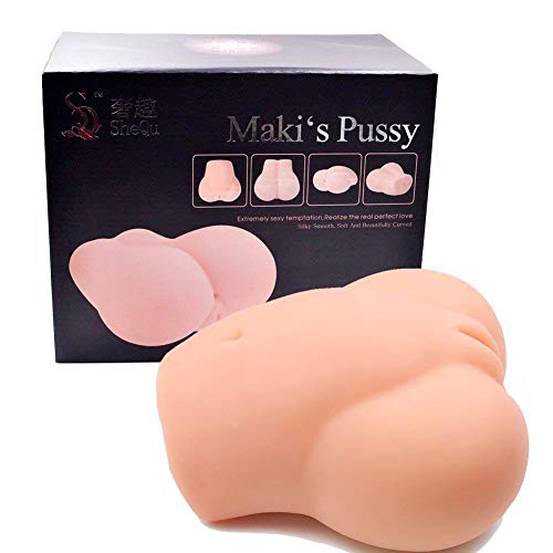 Male Sex Love Doll Masturbator with Two Holes for Masturbation, SHEQU 3D Realistic Vagina and Anal Masturbator Silicone Natural Suction Adult Toys 5Pounds (Maki Ass)