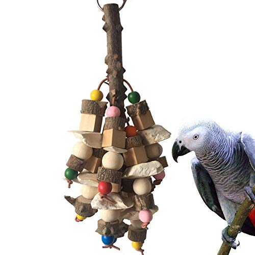 PIVBY Natural Wood Bird Chewing Toys Natural Cuttlebone Blocks Parrot Toy for Finch,Budgie,Parakeets,Cockatiels, Conures,Love Birds and Amazon Parrots