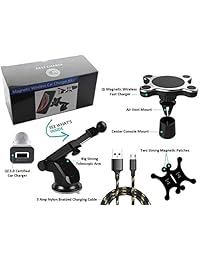 Cargador magnético inalámbrico para automóvil, 2BConnect Premium Strong Mount Qi El kit de carga rápida para automóvil incluye adaptador CQ3.0, 3Amp Cable, 10W de carga inalámbrica rápida: iPhone Xs Max   XR   X   8 8 + Samsung S10   S9   S8   Note 8