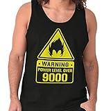 Brisco Brands Warning Power Level Over 9000 Funny Dragon Ball Z Vegeta Tank Top Shirt, Black, X-Large