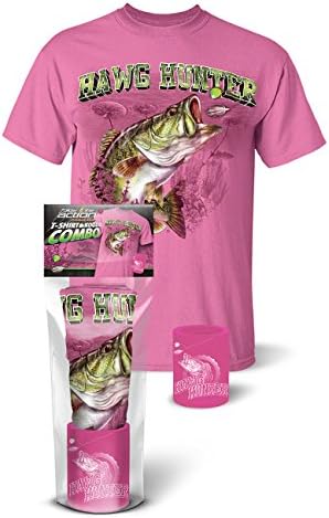Follow the Action Largemouth Bass Pink Hawg Hunter T-Shirt and Koozie Combo Gift Set (X-Large)