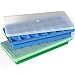 Vremi Silicone Plastic Lids BPA Free Ice Tray Set of 2 with 42 Small Square Cubes, Standard, Blue Green
