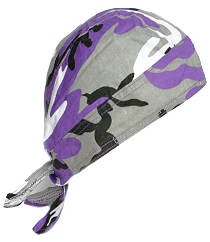 Purple Camouflage Doo Du Rag Bandana Wrap and Sticker Camo Skull Cap