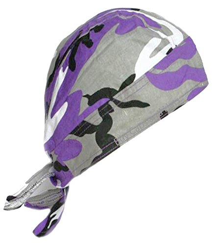 Camouflage Doo Rag Skull Cap Camo Bandana Hunting Hunters Head Wrap (Purple Camouflage)