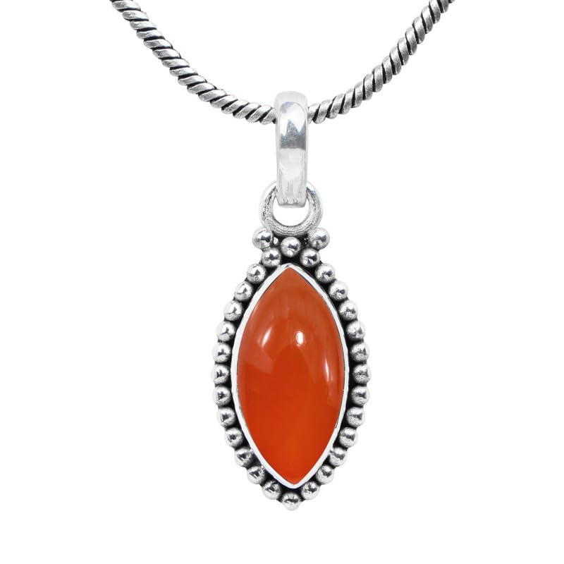 Silvebiz Carnelian Stone Pendant, Silver Pendant Necklace For Women, Handmade Jewelry, Natural Gemstone Pendant Necklace, Statement Jewelry Gift For Her at Amazon