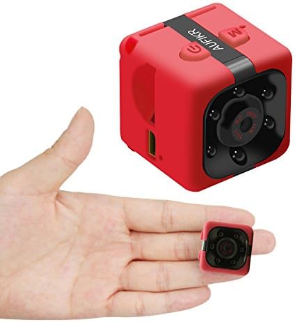 Aufikr Mini Camera Sports HD DV Camera 1080P Portable Tiny Video Camera with IR Night Vision & Motion Detection, Small Surveillance Camera for Home Office (Red)