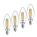 CTKcom Vintage Edison LED Bulbs 4W(4 Pack)- Antique Candelabra Light Bulb Dimmable 40W Equivalent,Energy-Saving 2700K Warm White Lamps for Chandeliers,Pendant Lights,Antique Light Fixtures E14 Base