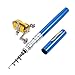 Jatzde LIXIANGNAN Mini Portable Pocket Fish Rod Pen Aluminum Alloy Fishing Rod Pole Reel Combos (Blue)