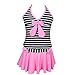 Qyqkfly Girls Elegant Inspired Colorful Two Piece Stripe Tankini Swimsuit (FBA)