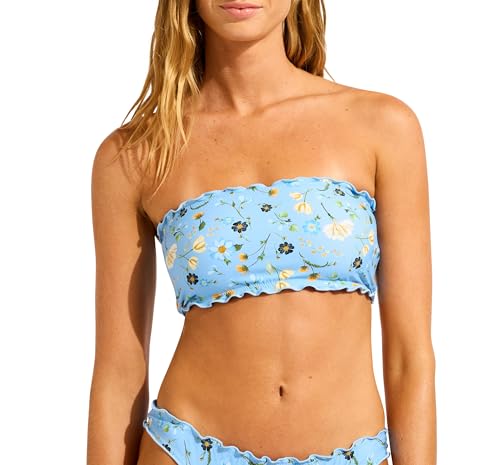 Seafolly Women's Standard Tube Bikini Top Swimsuit, Modern Romance Powder Blue