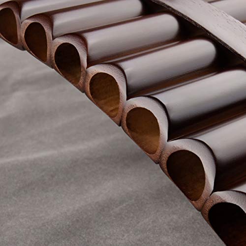 22/25 Pipes C Key Professional Pan Flute Chinese Traditional Musical Instrument Pan Pipes Easy to Learn with Exquisite Brown Pan Pipes Flute and Black Leather Bag (25-Right Hand) - Thumbnail 6