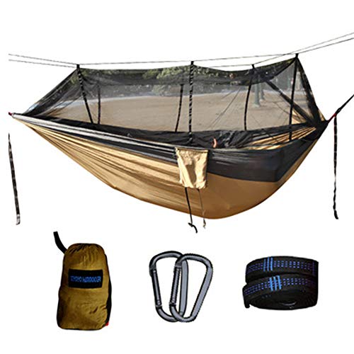 Hammock Bed for Outdoor Indoor Mosquito Net Ultra-Light Camping Hammock 2 Person Swing Sleeping Portable Double Parachute Hammocks Garden Hiking Backpacking