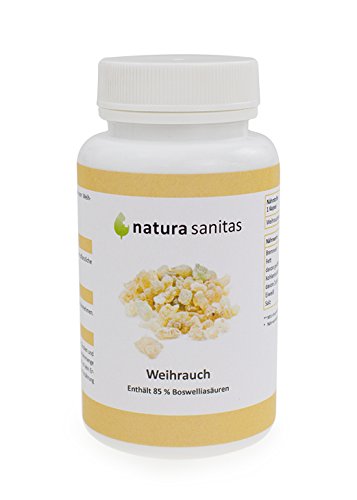 natura sanitas - Weihrauch mit 85 % Boswelliasäuren - 90 Kapseln á 400mg Weihrauchpulver und 6mg Vitamin C - hergestellt in D