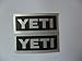 YETI coolers 3X1.5" silver on black Vinyl decal weather proof 2 stickers
