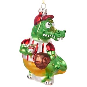 Grappige kerstbal: Honkbalkrokodil – ca. 11,5 cm