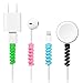 Jetec 12 Pieces Charging Cable Protector Silicone Spiral Charger Cable Savers for Cords Micro USB Protector, Mouse Saver, Suit for Cell Phones, Computers(Black, Pink, Blue, Green)