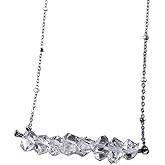 Designed by Stacey Handmade Herkimer Diamond Bar Pendant, Trendy Oxidized Sterling Silver Necklace, Dainty Jewelry Gifts for Women, Birthday, Mother's Day, Just Because, 16 to 18" Adjustable Length