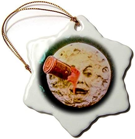 Diuangfoong Scenes from The Past Ephemera – Un Viaje a la Luna Vintage Georges Melies Retro Pintado a Mano Impresionante – 7,6 cm Copo de Nieve Porcelana Ornamento
