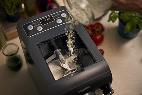 Philips HR2382/15 Machine à pâtes automatique, balance intégrée, 8 disques de forme, Gris - Livre de recettes uniquement disponible en Anglais, Allemand et Italien - Cuisine A Vivre Philips HR2382/15 Machine à pâtes automatique, balance intégrée, 8 disques de forme, Gris - Livre de recettes uniquement disponible en Anglais, Allemand et Italien