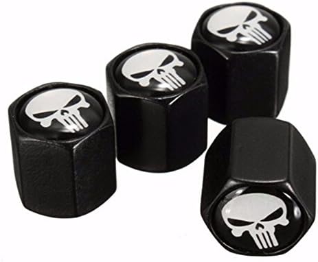 4Pcs/Lot Black Car Auto Wheel Tyre Tire Stem Air Valve Caps Dust Covers Skull Punisher
