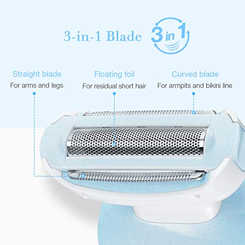 Ladies Electric Shaver, TrÃ¨sutopia 3-in-1 Blade Rechargeable Electric Razor for Women Bikini Trimmer Hair Removal for legs and Underarms, 4 Types of Heads (Electric Razor)