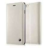 Iphone 6s Plus Case, Luxury Wallet Magnetic Flip Cover Leather Case for Iphone 6s Plus (White)