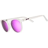 goodr Strange Things Are Afoot Polarized Round Sunglasses, Small Sized (Circle G), Clear Translucent Frame with Purple Mirrored Reflective Lenses, UV400 Protection, No Slip, No Bounce